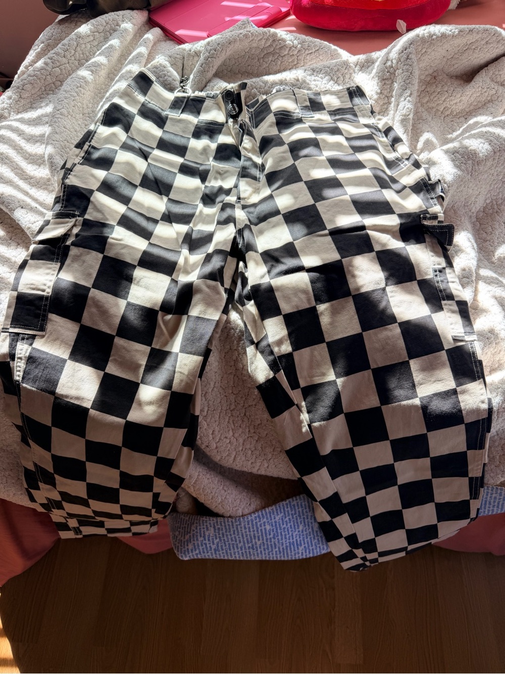 Girrlscout Sloans - Black & White Checkered Kids Cargo Pants